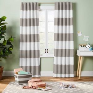 FOUR PANELS Pillowfort Brand Blackout Curtain Gray and White Stripes